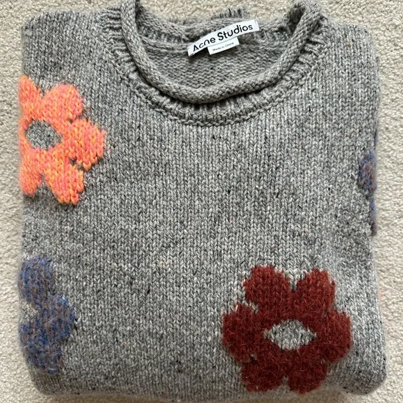 Acne Studios Grey Flower Sweater Size L